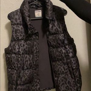 Leopard print puffer vest